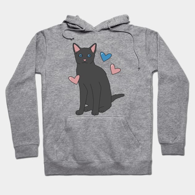 Russian Blue Cat Hoodie by Kelly Louise Art